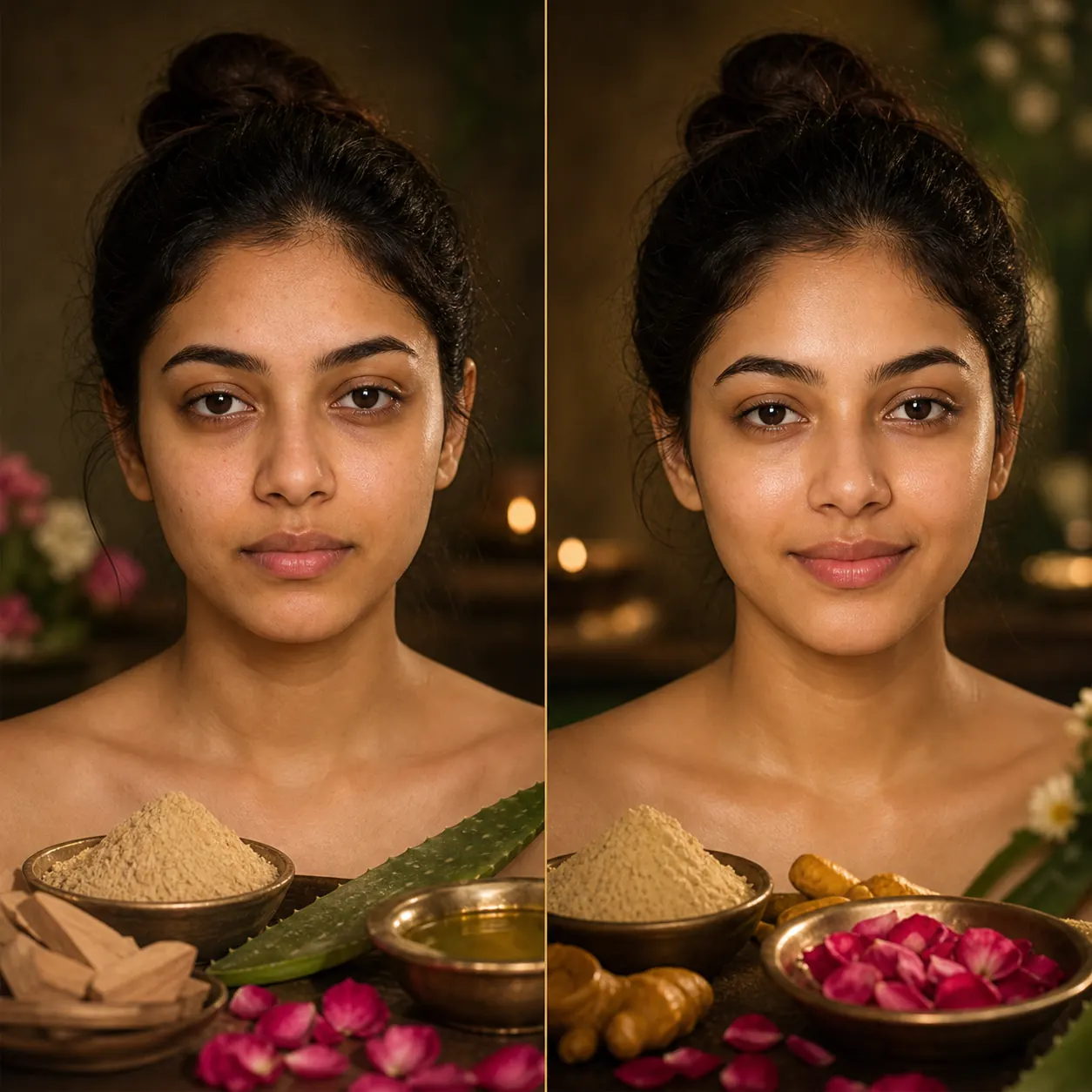 Illustration of a skincare routine; not a product before-and-after result